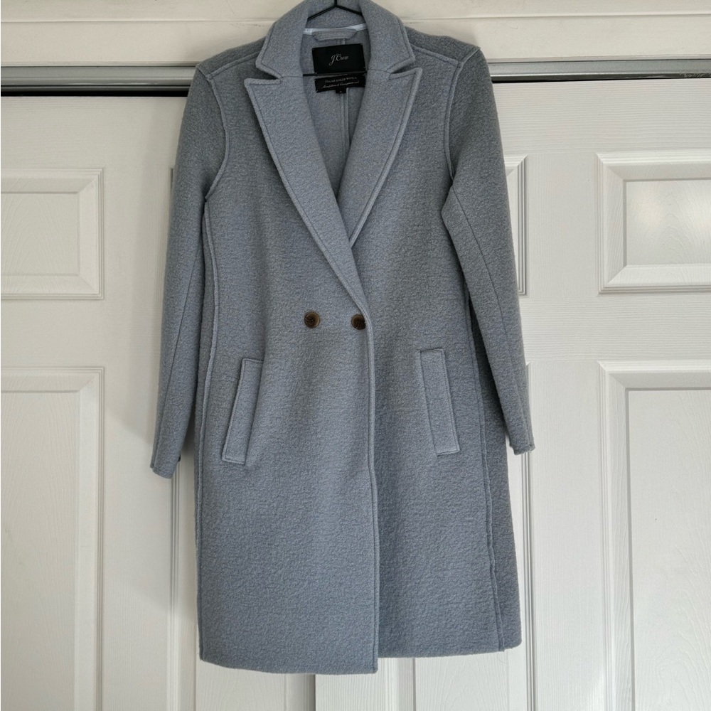 J. Crew Italian Boiled Wool Coat Light Blue Size 2